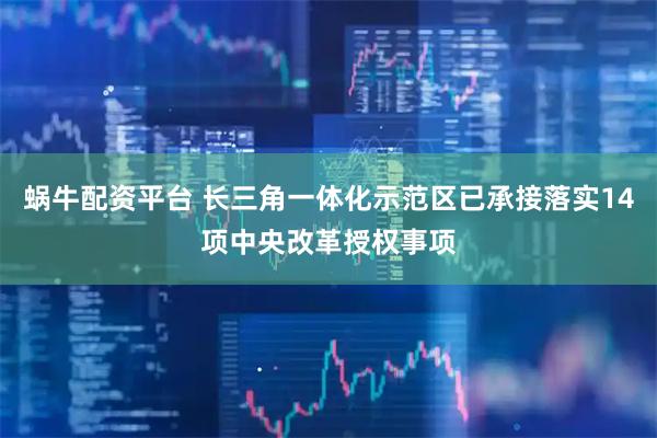 蜗牛配资平台 长三角一体化示范区已承接落实14项中央改革授权事项