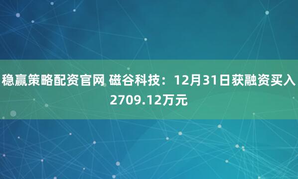 稳赢策略配资官网 磁谷科技：12月31日获融资买入2709.12万元