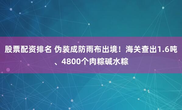 股票配资排名 伪装成防雨布出境！海关查出1.6吨、4800个肉粽碱水粽